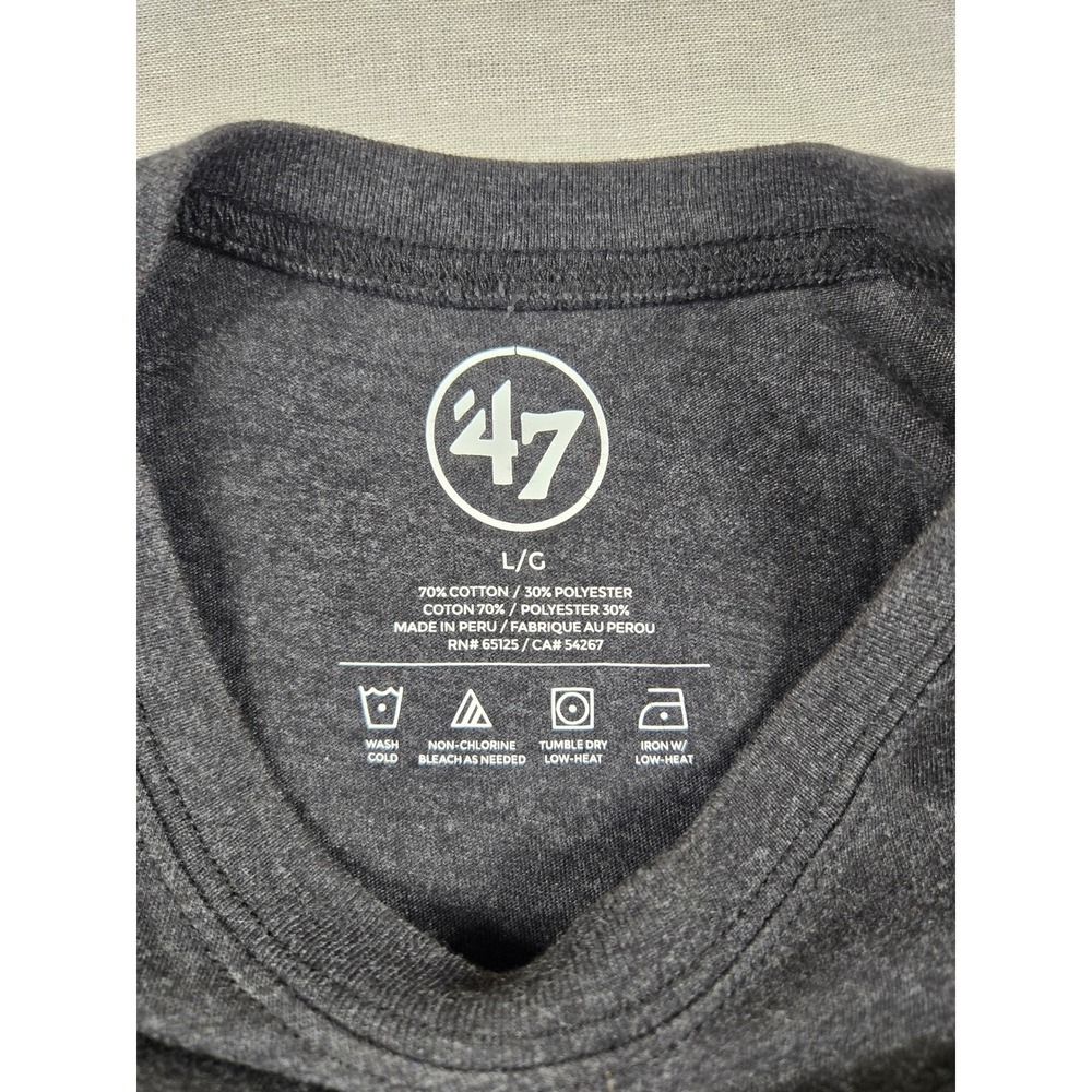 47 Brand Boston Bruins NHL Graphic T-Shirt Mens Large Charcoal Heather Grey - Picture 2 of 10